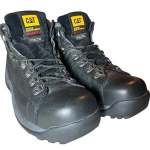 CAT Work Boots Mend 11.5 Black Leather Steel Toe Saftey‎ EH Rating